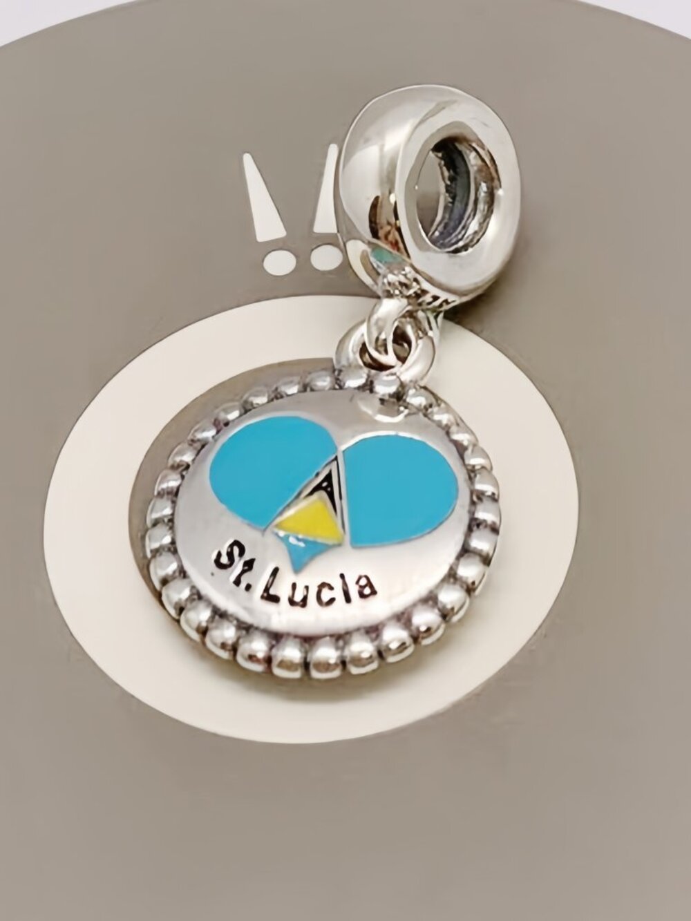 Pandora Saint Lucia Flag Exclusive Dangle Charm Pendant /Exclusive Enamel Dangle
